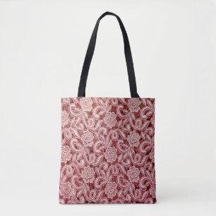 Pink fine lace texture with seamless beautiful vin tote bag