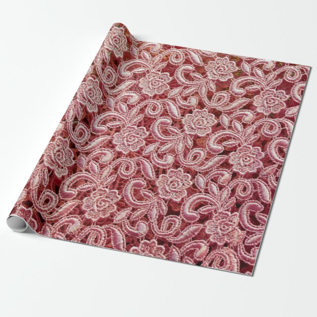 Pink fine lace texture with seamless beautiful vin wrapping paper (Unrolled)