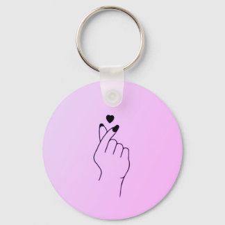 Pink finger heart keychain