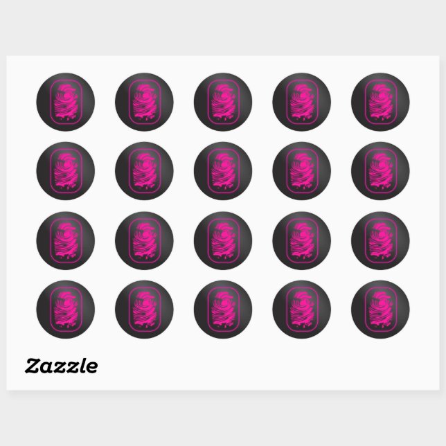 Pink Fingerprint Classic Round Sticker (Sheet)