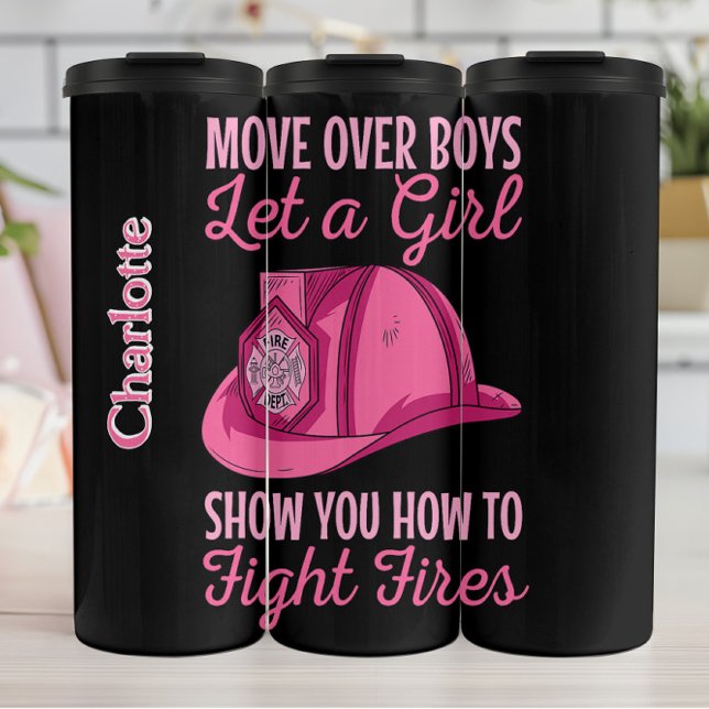 Pink Fire Helmet Girl Power Thermal Tumbler (Creator Uploaded)