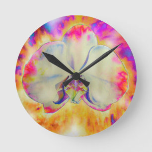 Pink fire orchid round clock