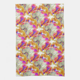 Pink Fire Orchid,  surreal watercolor florals  Tea Towel