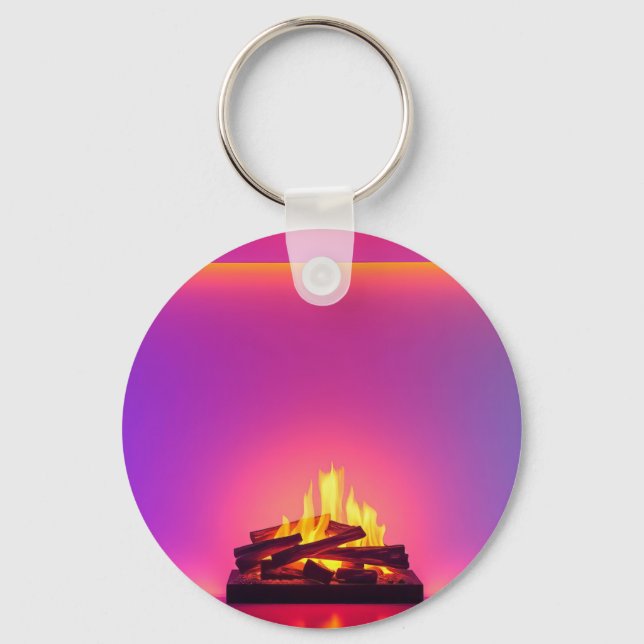 Pink fireplace design key ring (Front)