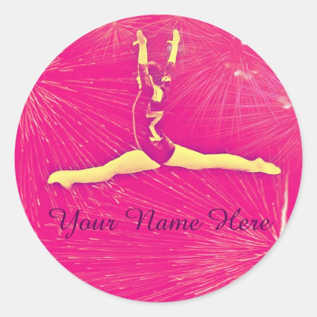 Pink "fireworks" gymnast sticker (Front)