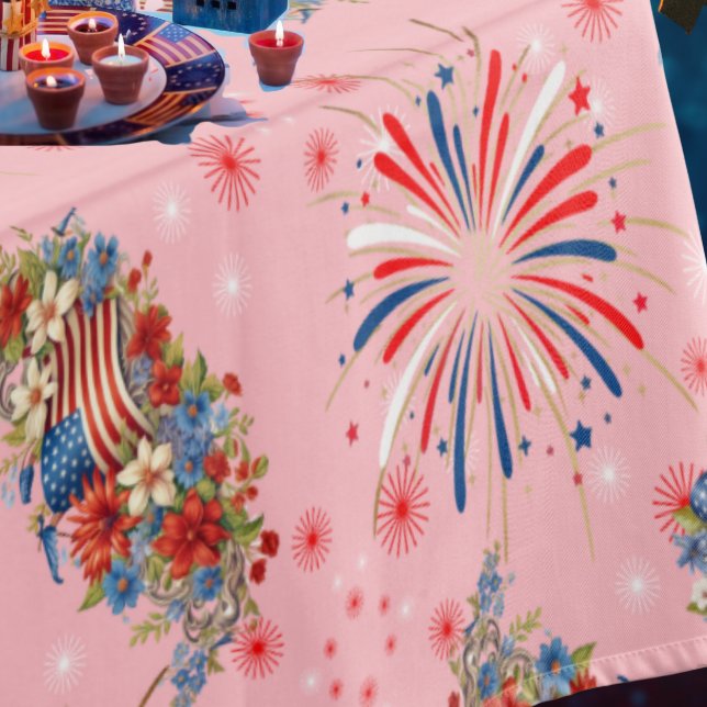 Pink Fireworks Sparks Independence Party  Tablecloth (Creator Uploaded)