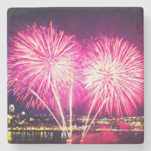Pink Fireworks Stone Coaster