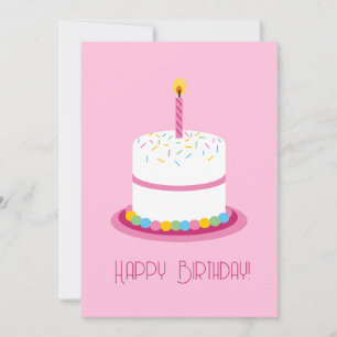 Pink first birthday girl smash cake card