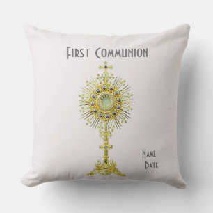 Pink First Communion Throw Pillow 16" x 16"