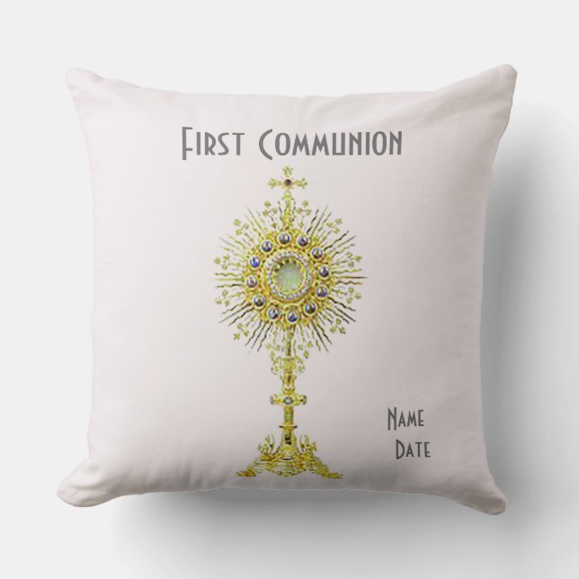 Pink First Communion Throw Pillow 16" x 16" (Front)