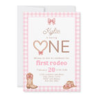 Pink First Rodeo 1st Birthday Invitation