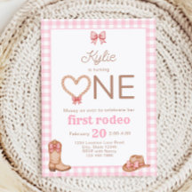Pink First Rodeo 1st Birthday Invitation