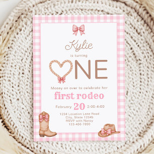 Pink First Rodeo 1st Birthday Invitation
