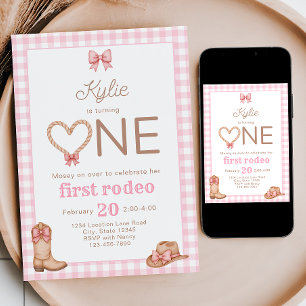 Pink First Rodeo 1st Birthday Invitation