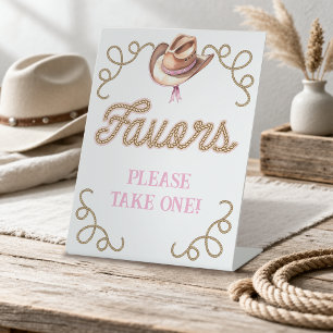 Pink First Rodeo Favours Pedestal Sign