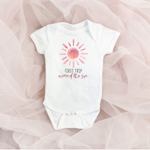 Pink First Trip Around The Sun 1st Birthday Baby Bodysuit
