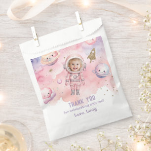 Pink First trip around the sun Space Girl birthday Favour Bags