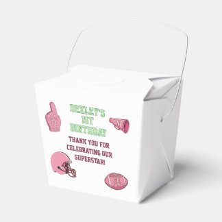 Pink First Year Down US Football 1st Birthday Favour Box