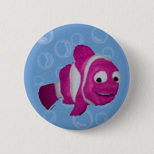 Pink Fish 6 Cm Round Badge (Front)