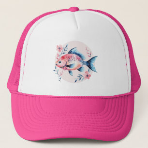 Pink Fish Art Tee Trucker Hat