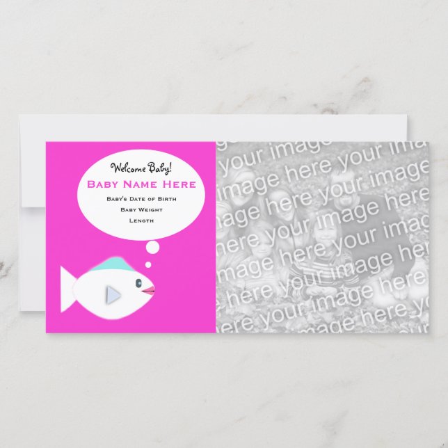 Pink Fish Baby Announcement (Front)