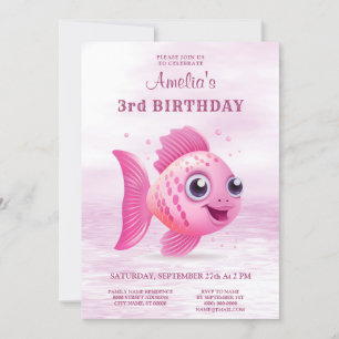 Pink Fish Birthday Invitation