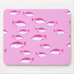 Pink fish mouse mat