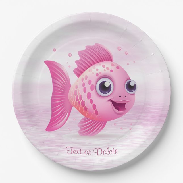 Pink Fish Paper Plate (Front)