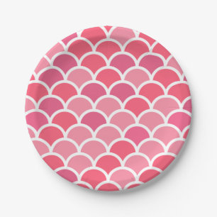 Pink fish scale Print Paper Plate