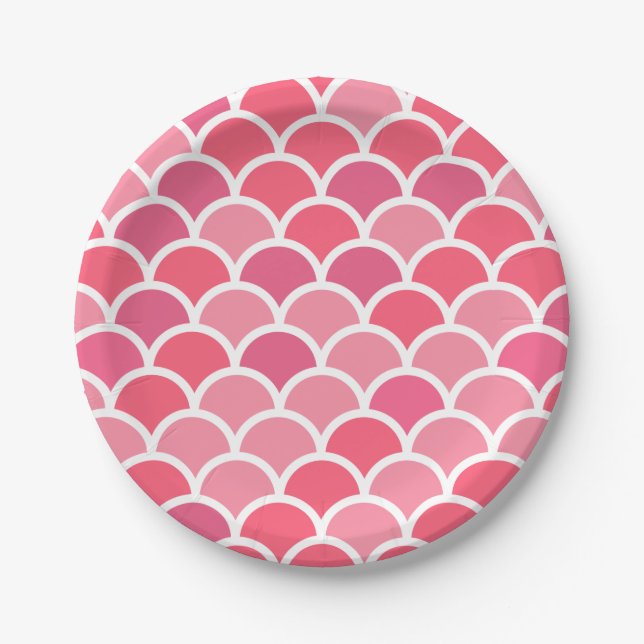 Pink fish scale Print Paper Plate (Front)