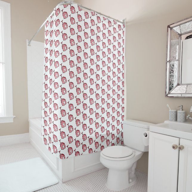 Pink Fish  Shower Curtain (In Situ)