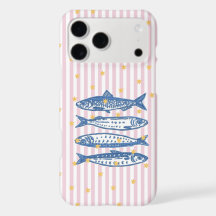 Pink Fish Striped Phone Case | Cute Coastal Aesthe