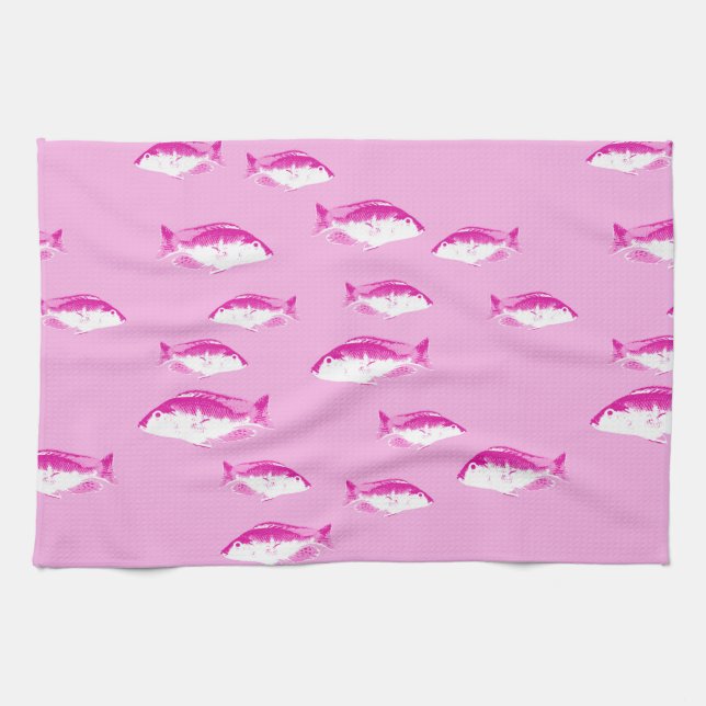 Pink fish tea towel (Horizontal)