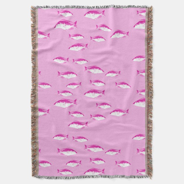 Pink fish throw blanket (Front Vertical)