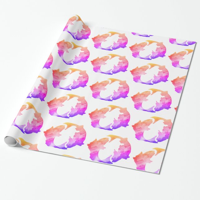 Pink Fishes Pisces Astrology  Sign Wrapping Paper (Unrolled)