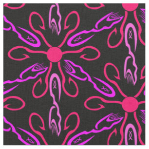 Pink Fishhooks and Purple Fish Pattern Fabric