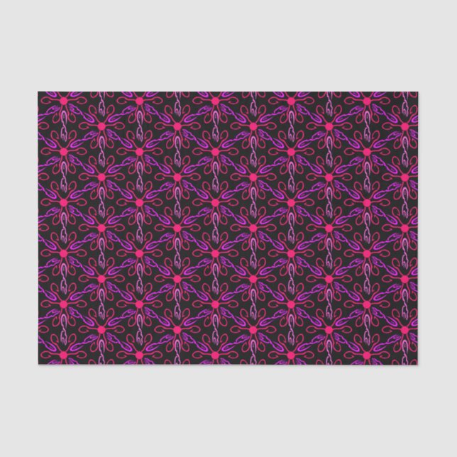Pink Fishhooks and Purple Fish Pattern Tissue Paper (Front)