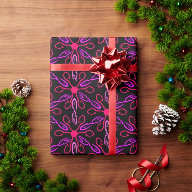 Pink Fishhooks and Purple Fish Pattern Wrapping Paper (Holiday Gift)