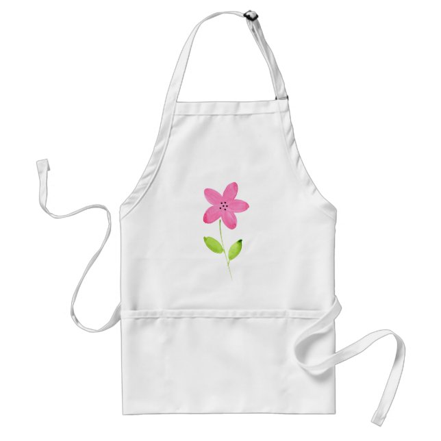 Pink Five Petal Watercolor Flower Standard Apron (Front)