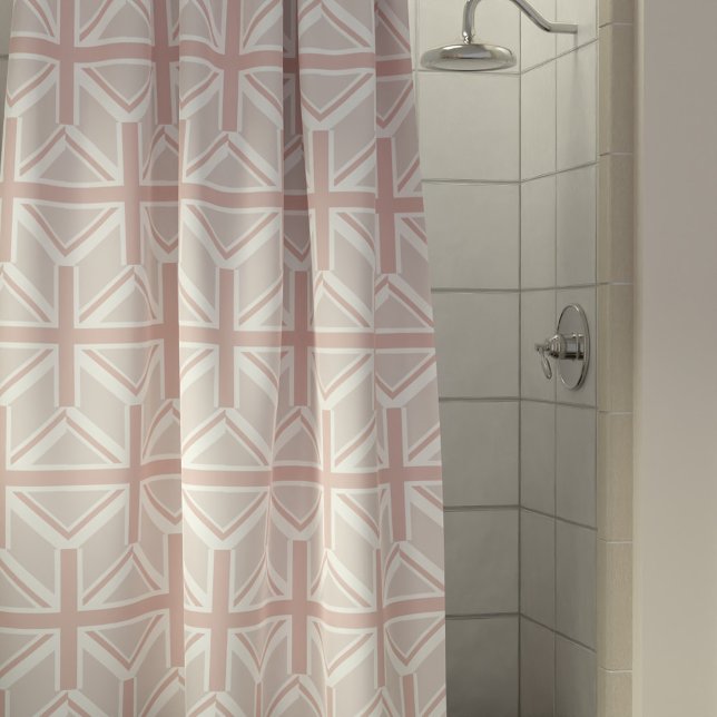 Pink Flag Pattern Union Jack Shower Curtain (A fun flag pattern shower curtain. Long Live Long Showers!)