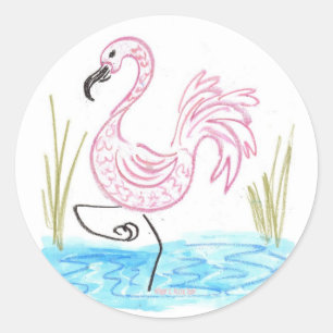 Pink Flamingo 13 Classic Round Sticker