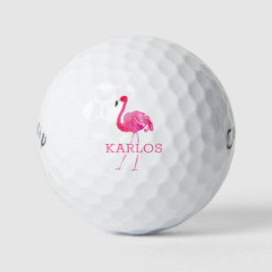 Pink flamingo 2 monogram golf balls