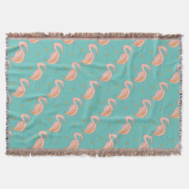 Pink Flamingo 2 Pattern Throw Blanket (Front)