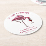 Pink Flamingo 50th Birthday Novelty Swag Round Paper Coaster<br><div class="desc">Cute personalised 50th birthday party flamingo gag coaster. Add your name and message by clicking on the "Personalise" button to create a unique party swag for your celebration. Makes a perfect keepsake for guests to remember this special milestone.</div>