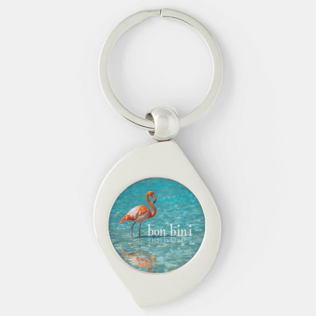 Pink flamingo abc islands key ring (Front)