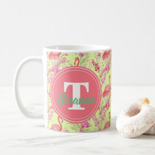 Pink Flamingo add monogram beach mug