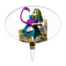 Pink Flamingo Alice in Wonderland Cake Pick Topper