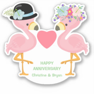 Pink Flamingo Anniversary Couple Contour