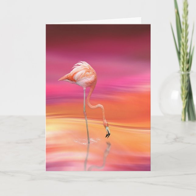 PINK FLAMINGO ART BLANK INSIDE CARD (Front)