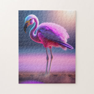 PINK FLAMINGO ART JIGSAW PUZZLE